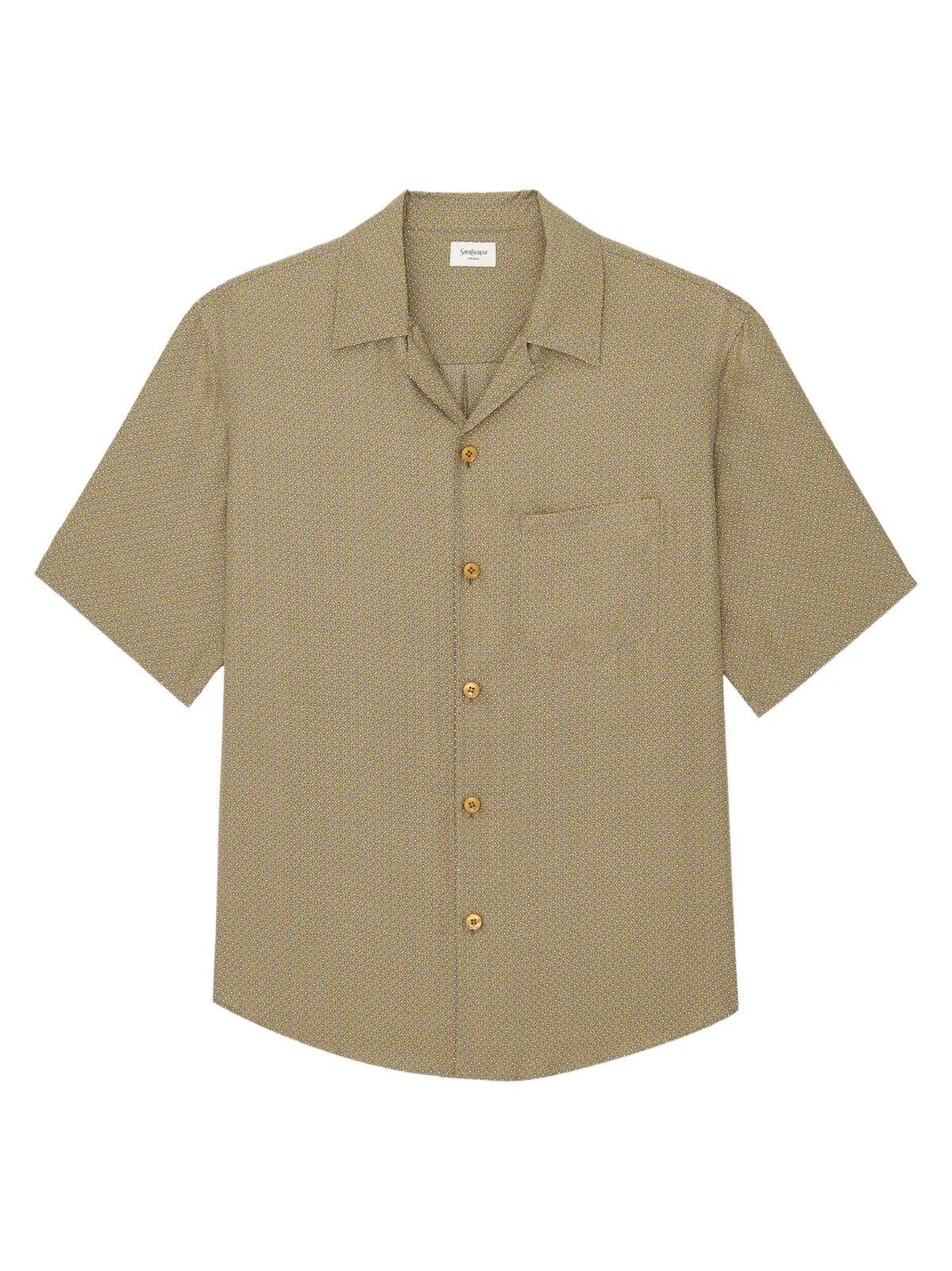 Saint Laurent Men's Shirt in Geometric Silk - Jaune Gris