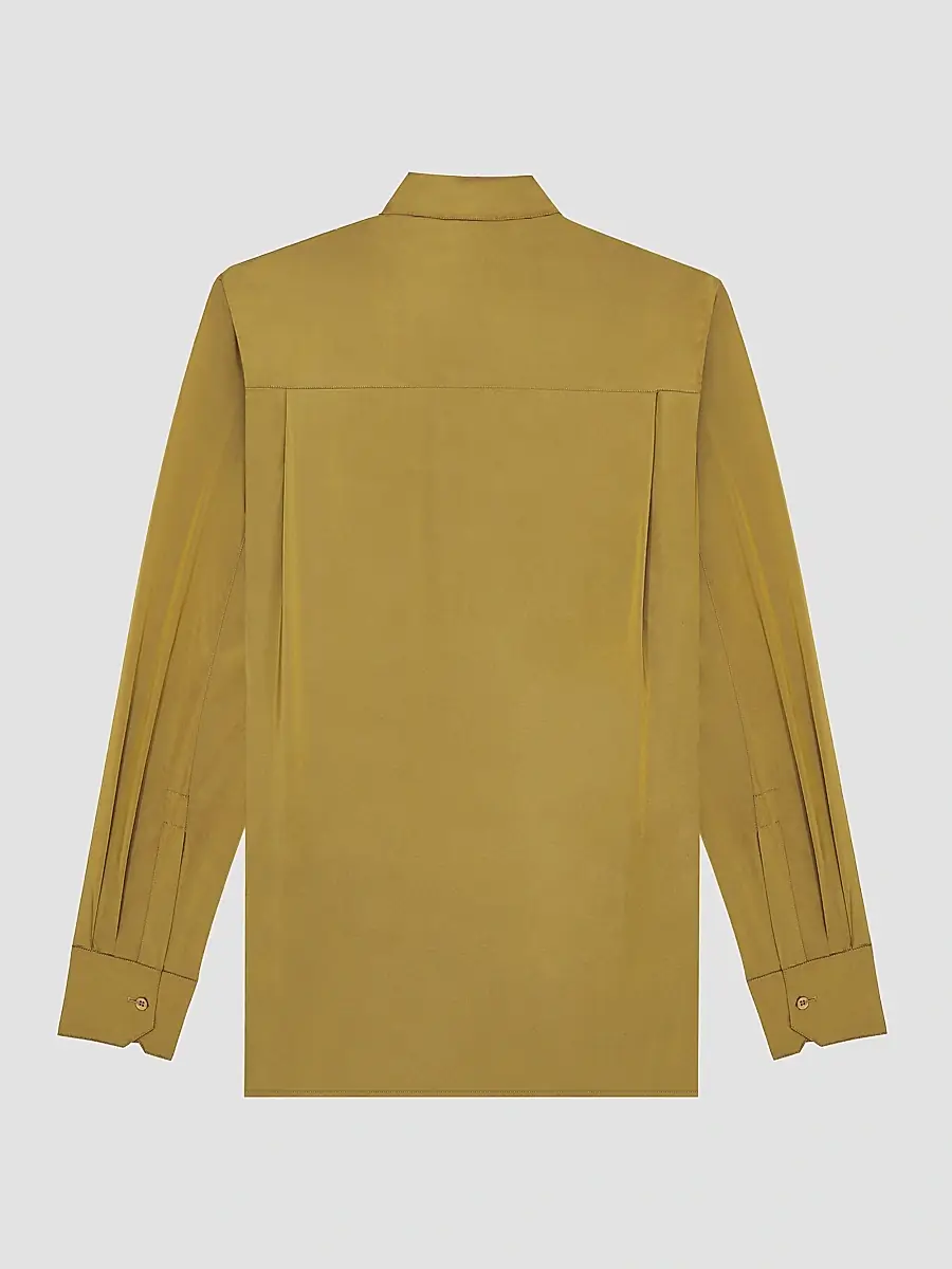 Saint Laurent Men's Shirt in Taffeta - Kaki Mordore | Thumbnail 2 Saint Laurent Men's Shirt in Taffeta - Kaki Mordore | Thumbnail 2