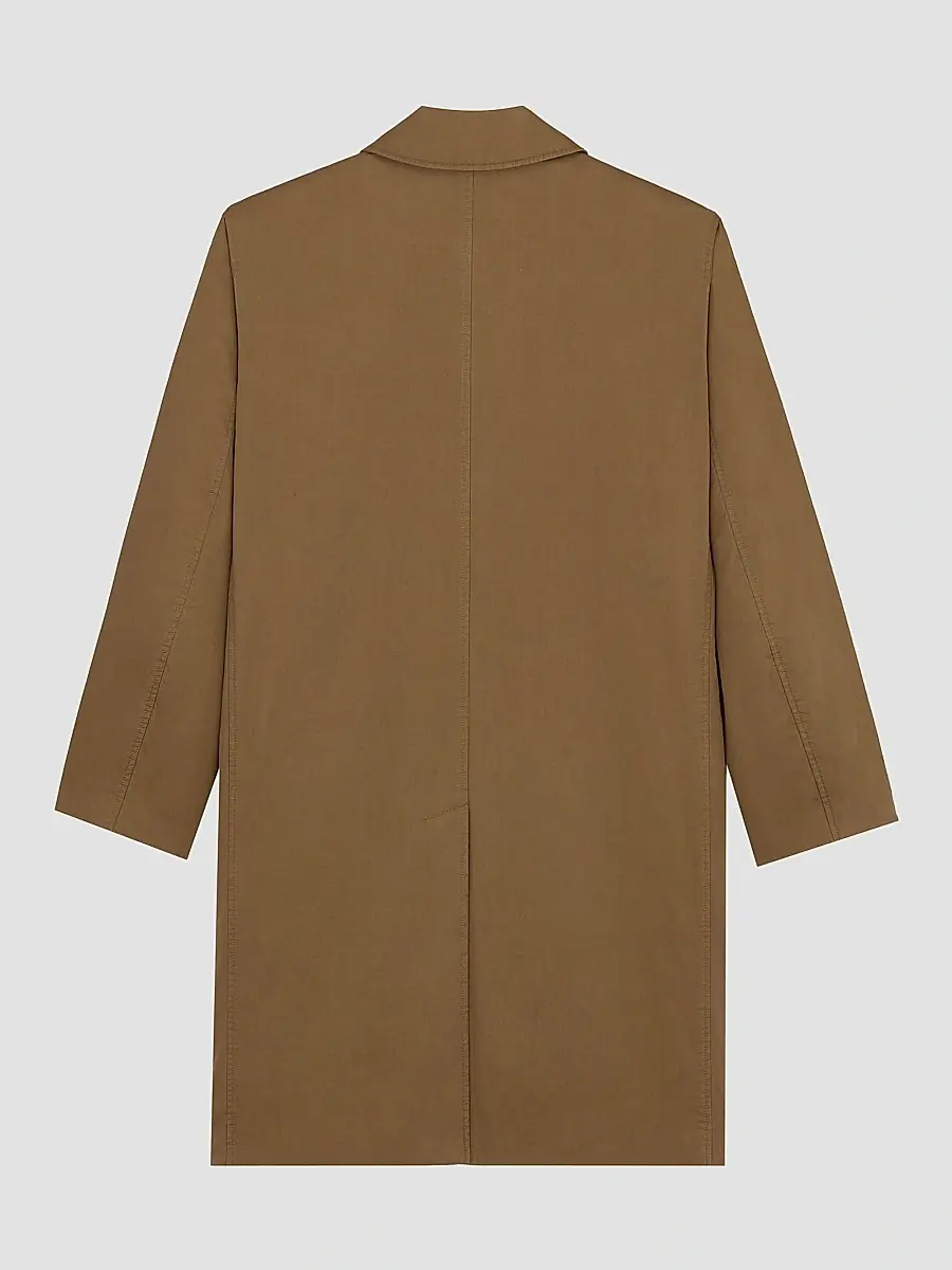 Saint Laurent Men's Coat in Cotton Serge - Taupe Caucase | Thumbnail 2 Saint Laurent Men's Coat in Cotton Serge - Taupe Caucase | Thumbnail 2
