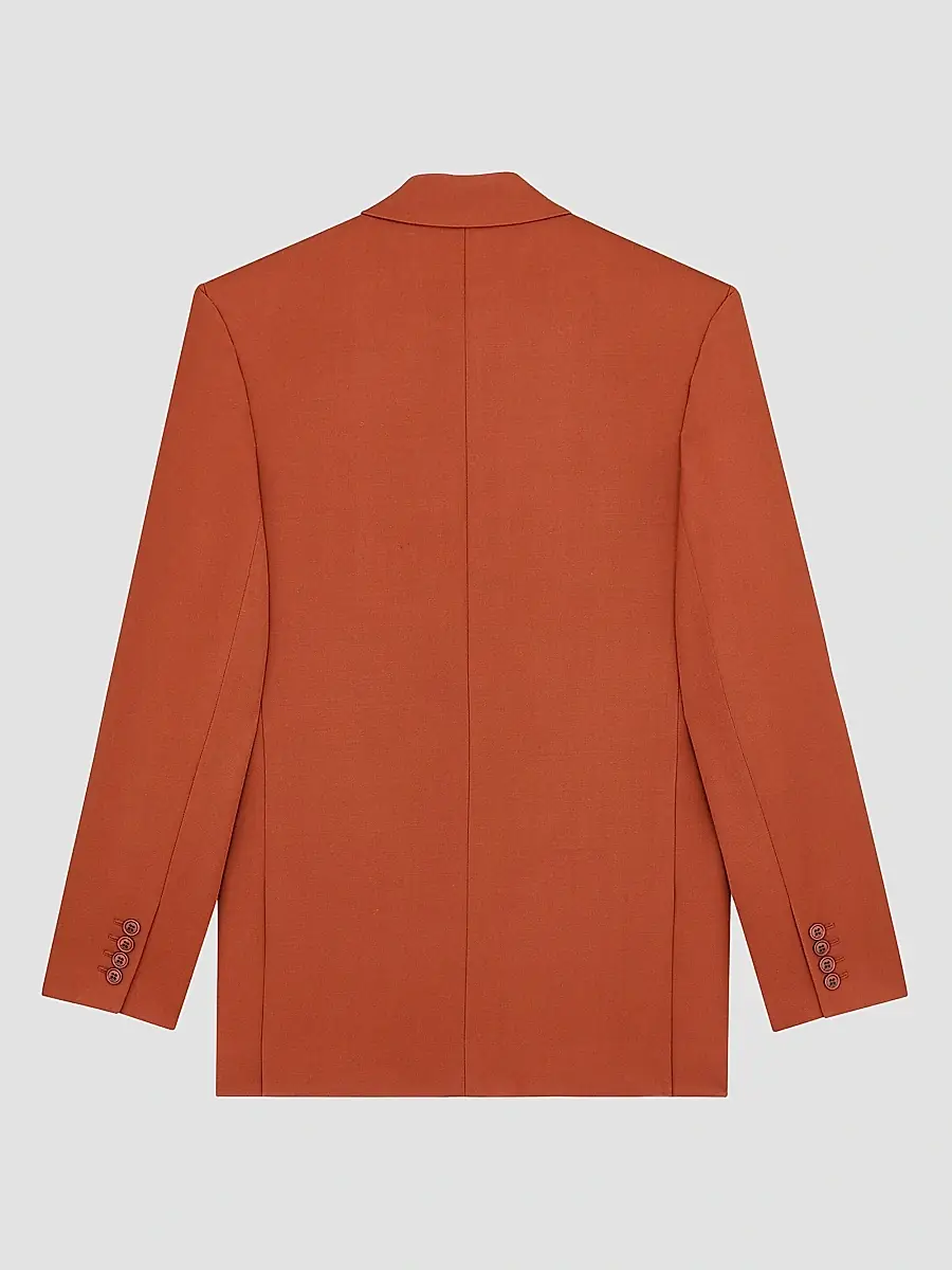 Saint Laurent Women's Double-Breasted Jacket in Wool Gabardine - Brique | Thumbnail 2 Saint Laurent Women's Double-Breasted Jacket in Wool Gabardine - Brique | Thumbnail 2
