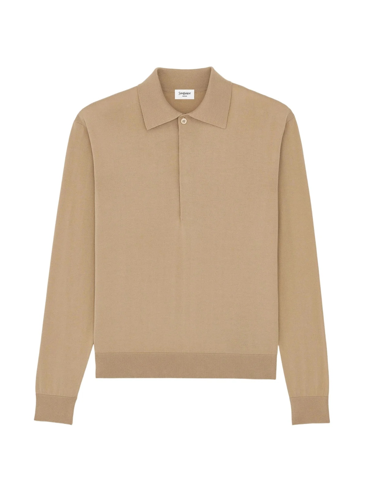 Men's Polo Shirt in Silk and Cotton Knit - Camel Clair Men's Polo Shirt in Silk and Cotton Knit - Camel Clair