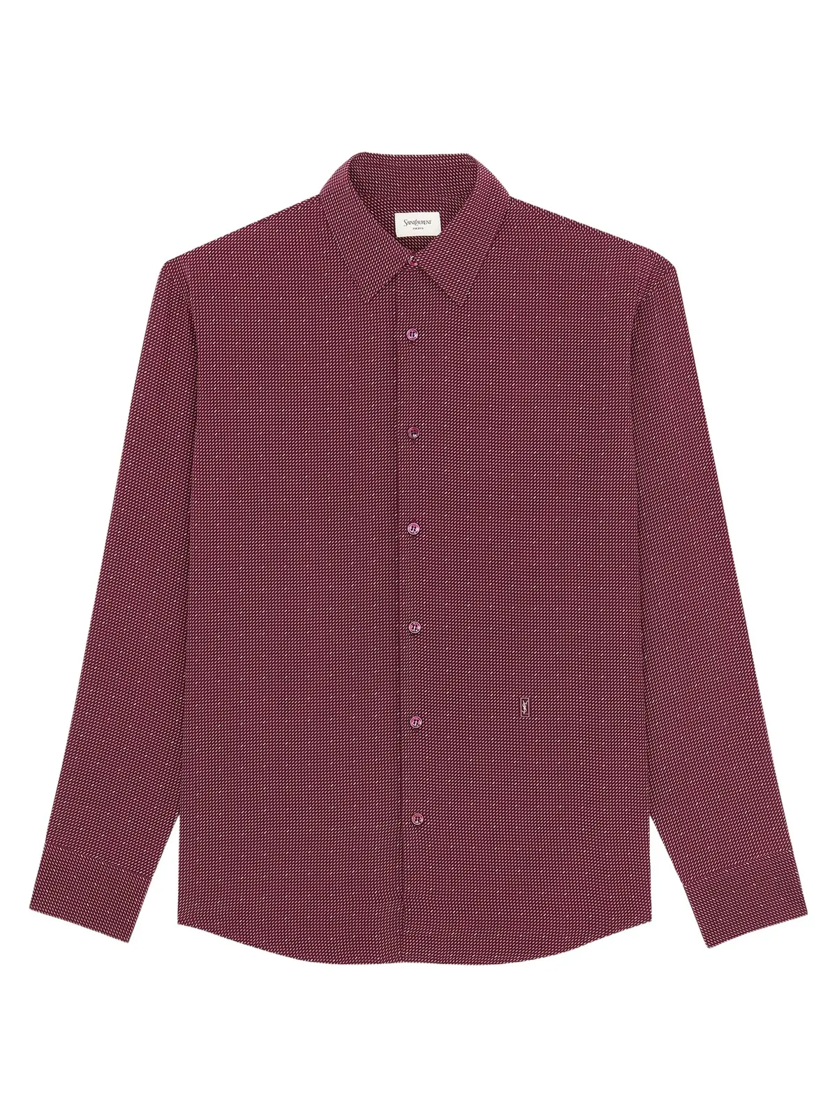 Saint Laurent Men's Cassandre Dotted Shirt in Crepe De Chine