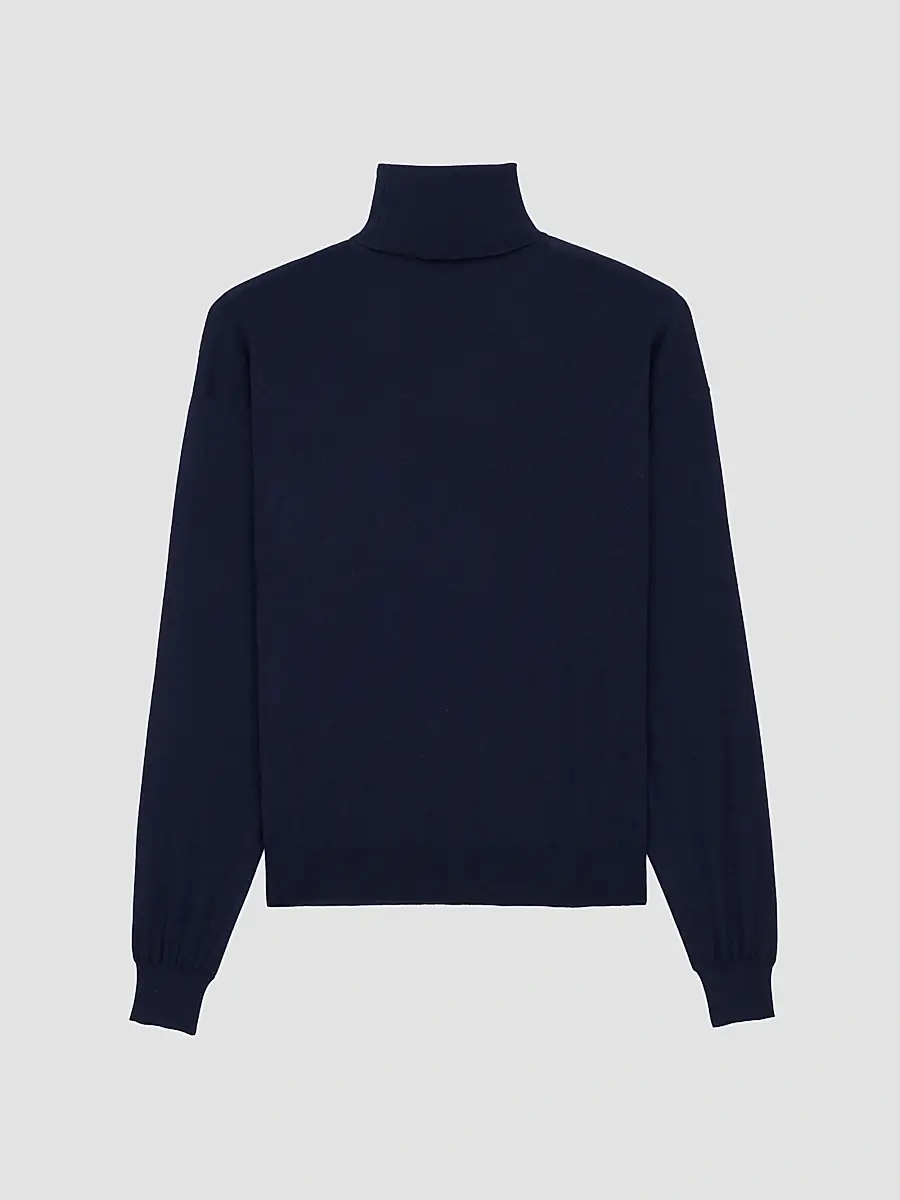 Saint Laurent Women's Turtleneck Sweater in Cashmere, Wool and Silk - Blue | Thumbnail 2 Saint Laurent Women's Turtleneck Sweater in Cashmere, Wool and Silk - Blue | Thumbnail 2