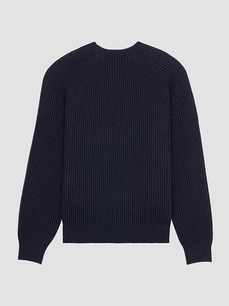 Saint Laurent Men's Crewneck Sweater in Cotton - Marine | Thumbnail 2 Saint Laurent Men's Crewneck Sweater in Cotton - Marine | Thumbnail 2
