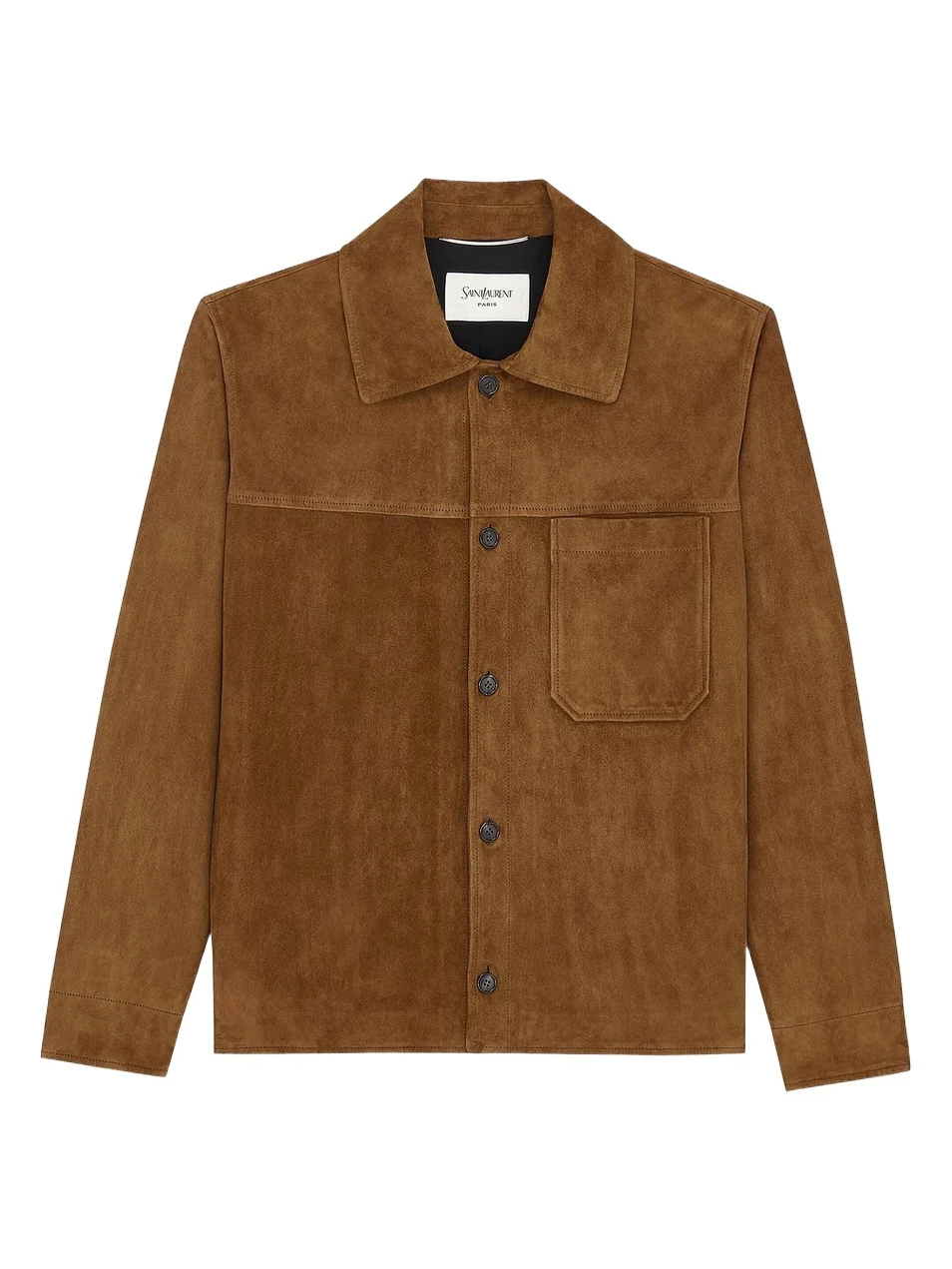 Saint Laurent Men's Overshirt in Suede - Rhum Ambre