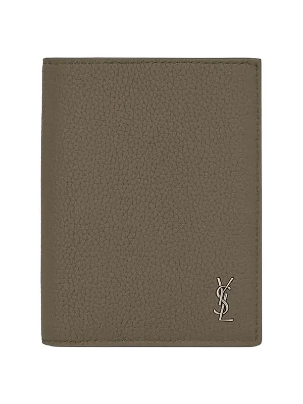 Men's Tiny Cassandre Credit Card Wallet in Grained Leather - Dark Khaki Men's Tiny Cassandre Credit Card Wallet in Grained Leather - Dark Khaki