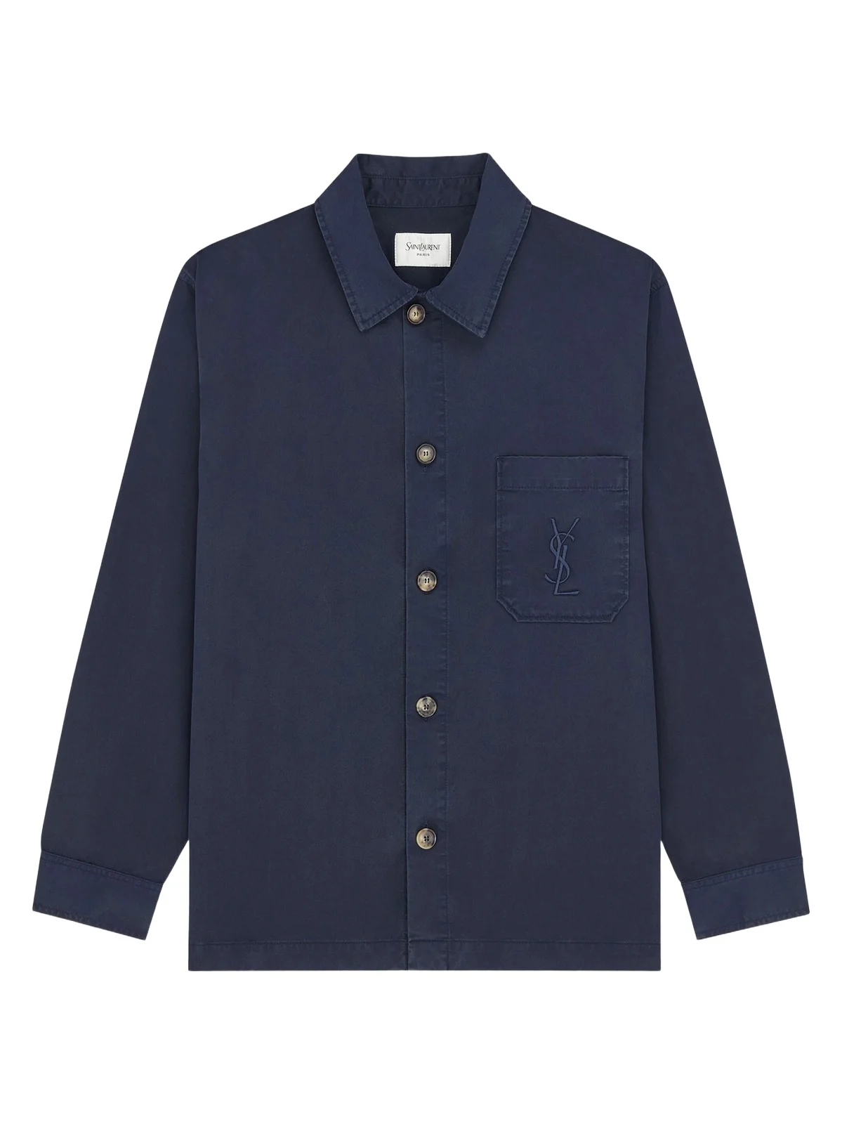 Saint Laurent Men's Cassandre Overshirt in Cotton Linen Gabardine