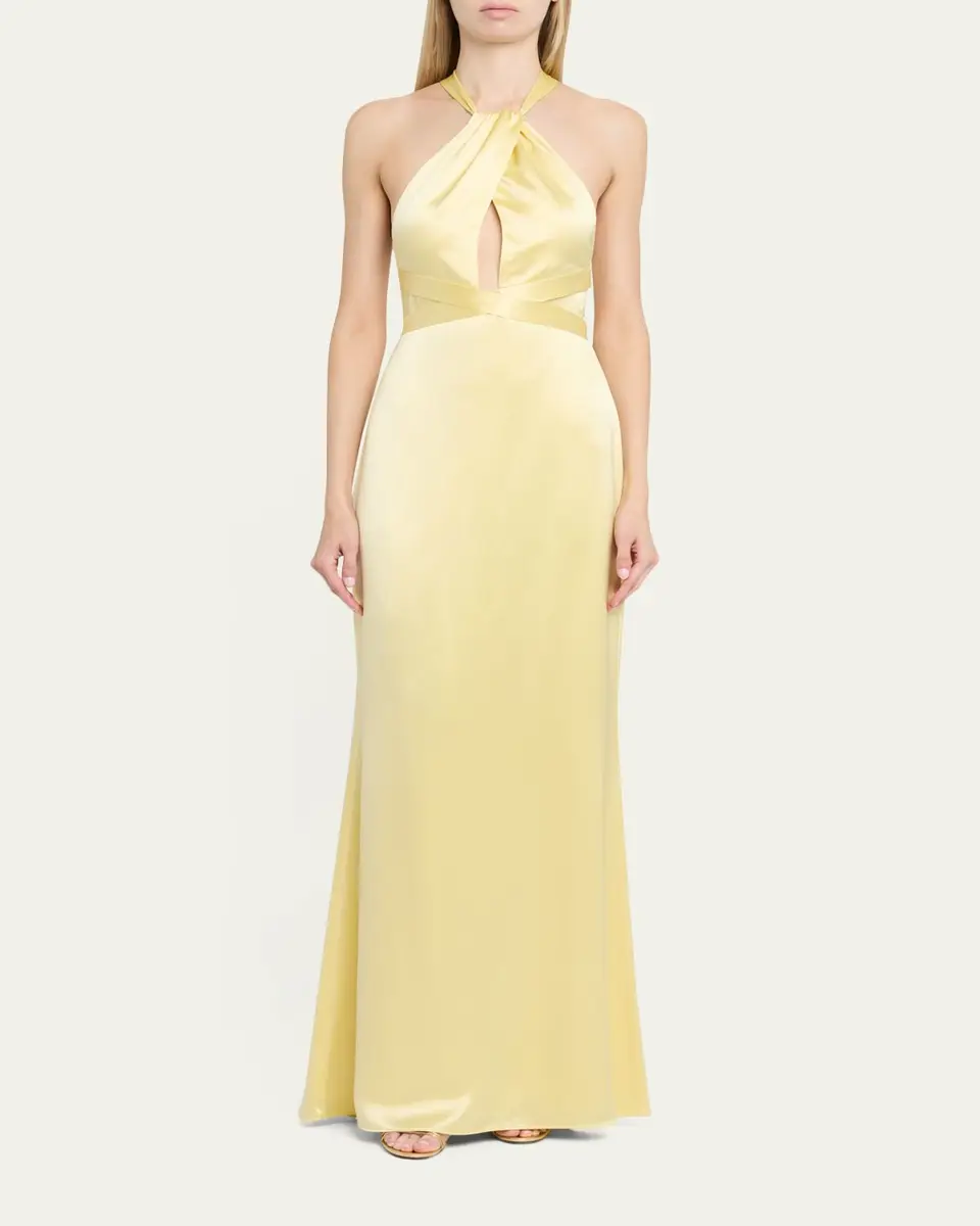 Retrofête Magnolia Satin Halter Dress | Thumbnail 2 Retrofête Magnolia Satin Halter Dress | Thumbnail 2