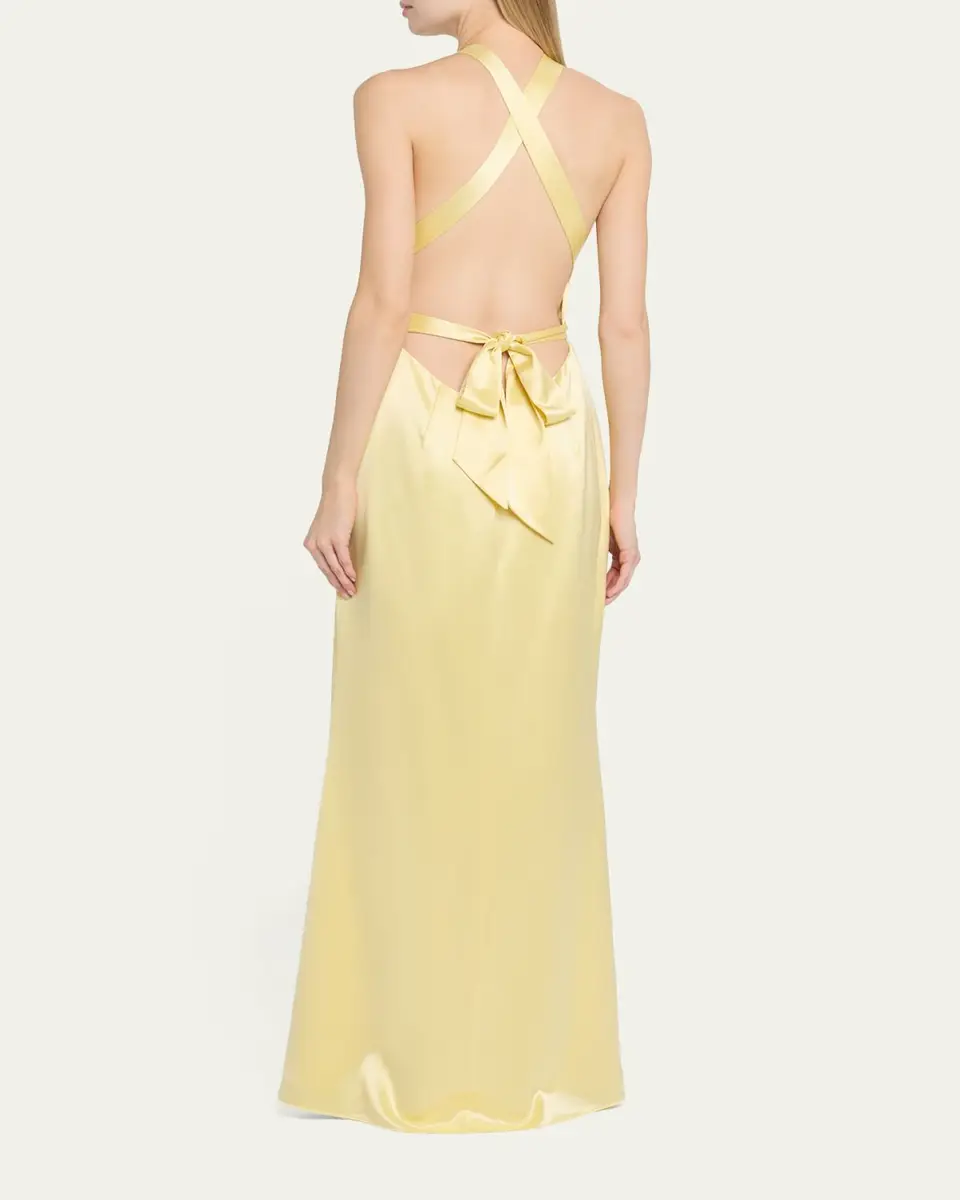 Retrofête Magnolia Satin Halter Dress | Thumbnail 3 Retrofête Magnolia Satin Halter Dress | Thumbnail 3