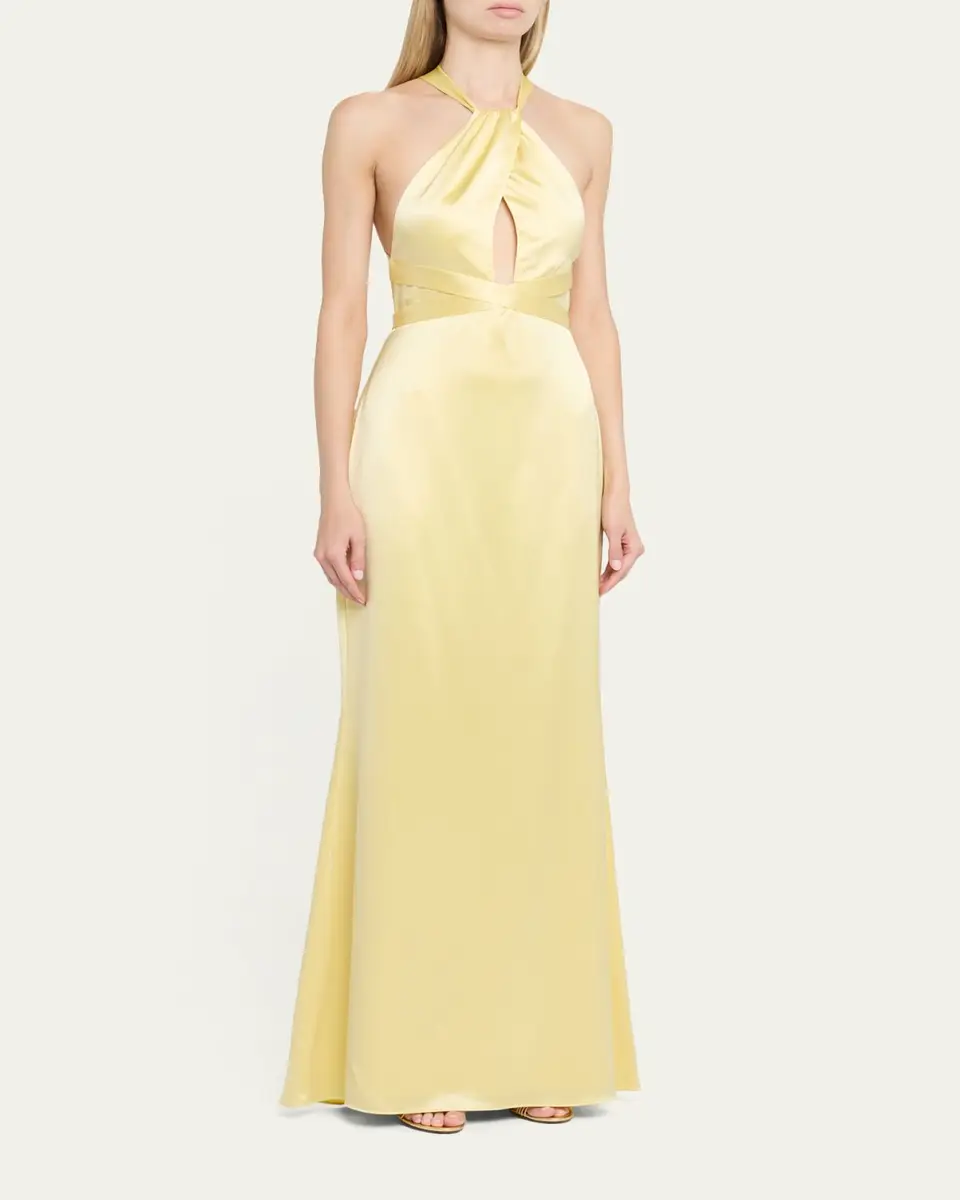 Retrofête Magnolia Satin Halter Dress | Thumbnail 4 Retrofête Magnolia Satin Halter Dress | Thumbnail 4