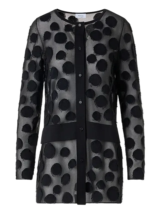 Women's Polka Dot Intarsia-Knit Tulle Cardigan