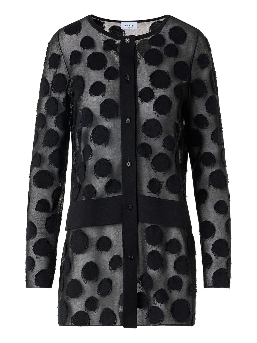 Akris punto Women's Polka Dot Intarsia-Knit Tulle Cardigan