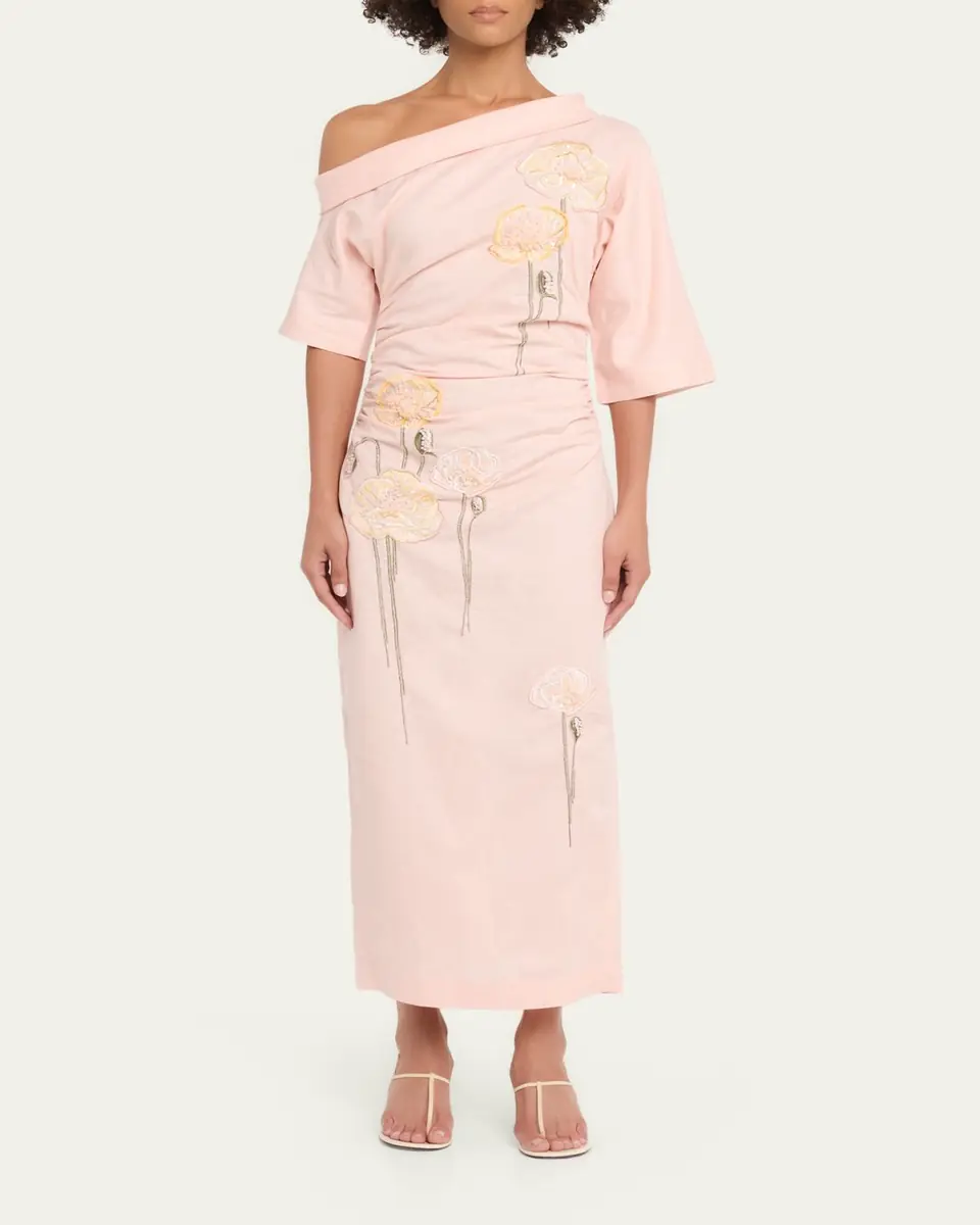 BERNADETTE Bowery Off-The-Shoulder Check Seersucker Asymmetric Dress | Thumbnail 2 BERNADETTE Bowery Off-The-Shoulder Check Seersucker Asymmetric Dress | Thumbnail 2