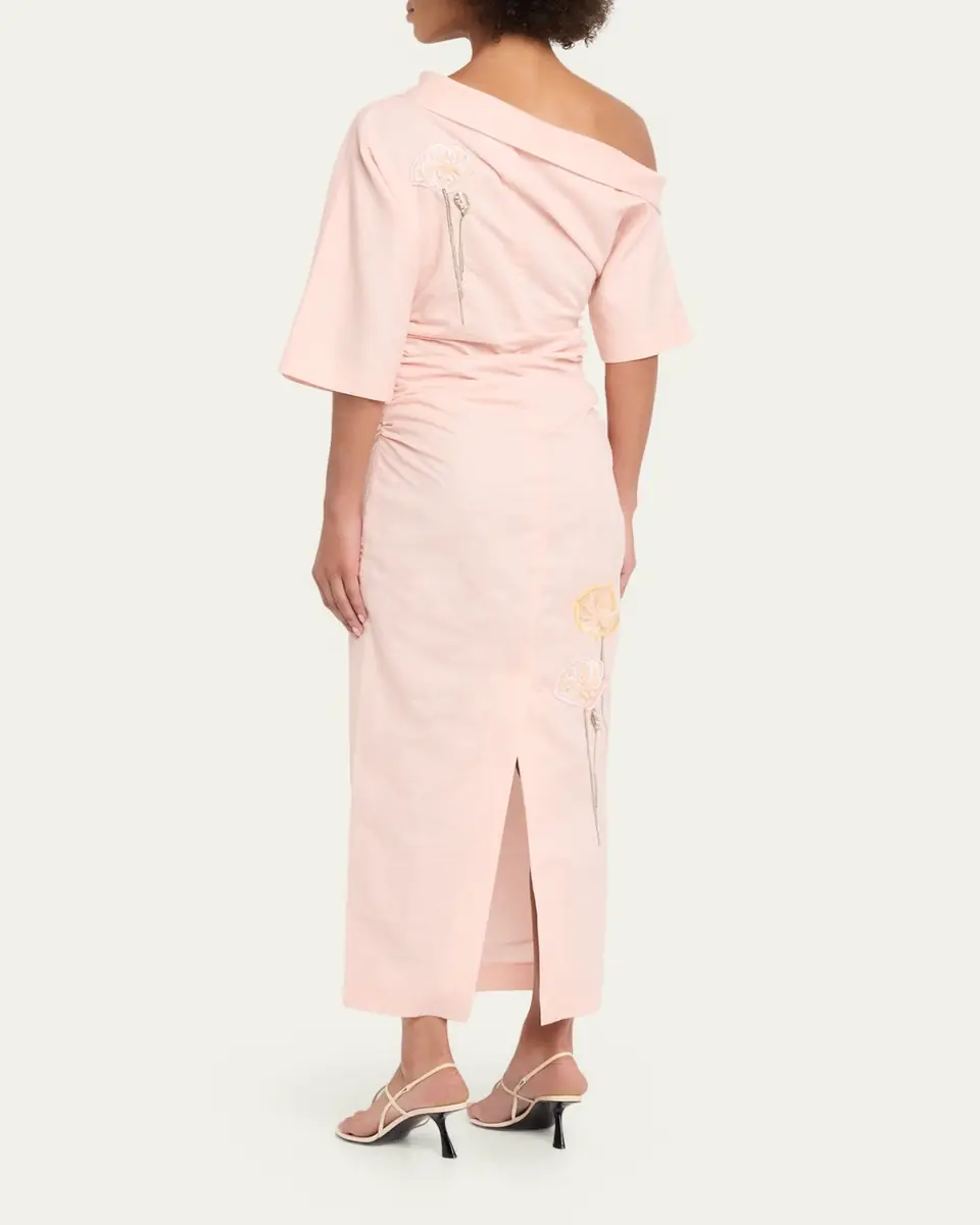 BERNADETTE Bowery Off-The-Shoulder Check Seersucker Asymmetric Dress | Thumbnail 3 BERNADETTE Bowery Off-The-Shoulder Check Seersucker Asymmetric Dress | Thumbnail 3
