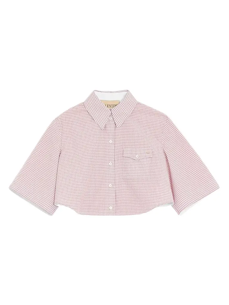 Valentino Garavani Women's Shirt with Checked Pattern - Pink Ivory - Size 8 | Image 1 Valentino Garavani Women's Shirt with Checked Pattern - Pink Ivory - Size 8 | Image 1