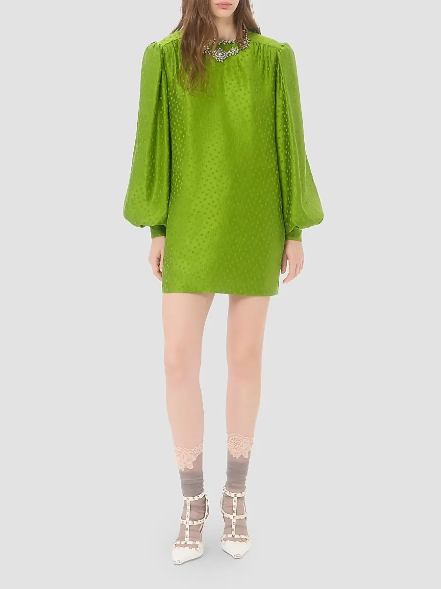 Valentino Women's Embroidered Silk-Linen Plus De Pois Jacquard Top | Thumbnail 2