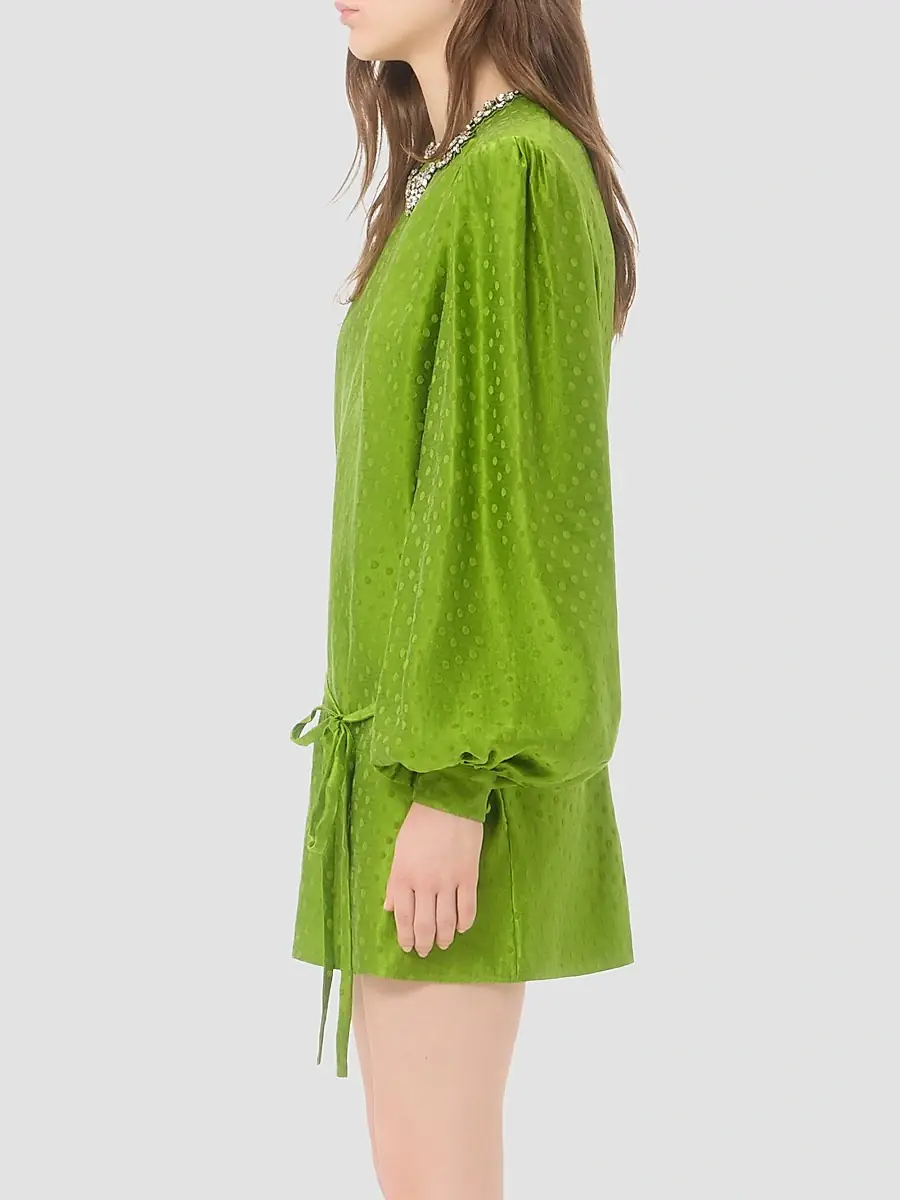 Valentino Women's Embroidered Silk-Linen Plus De Pois Jacquard Top | Thumbnail 4