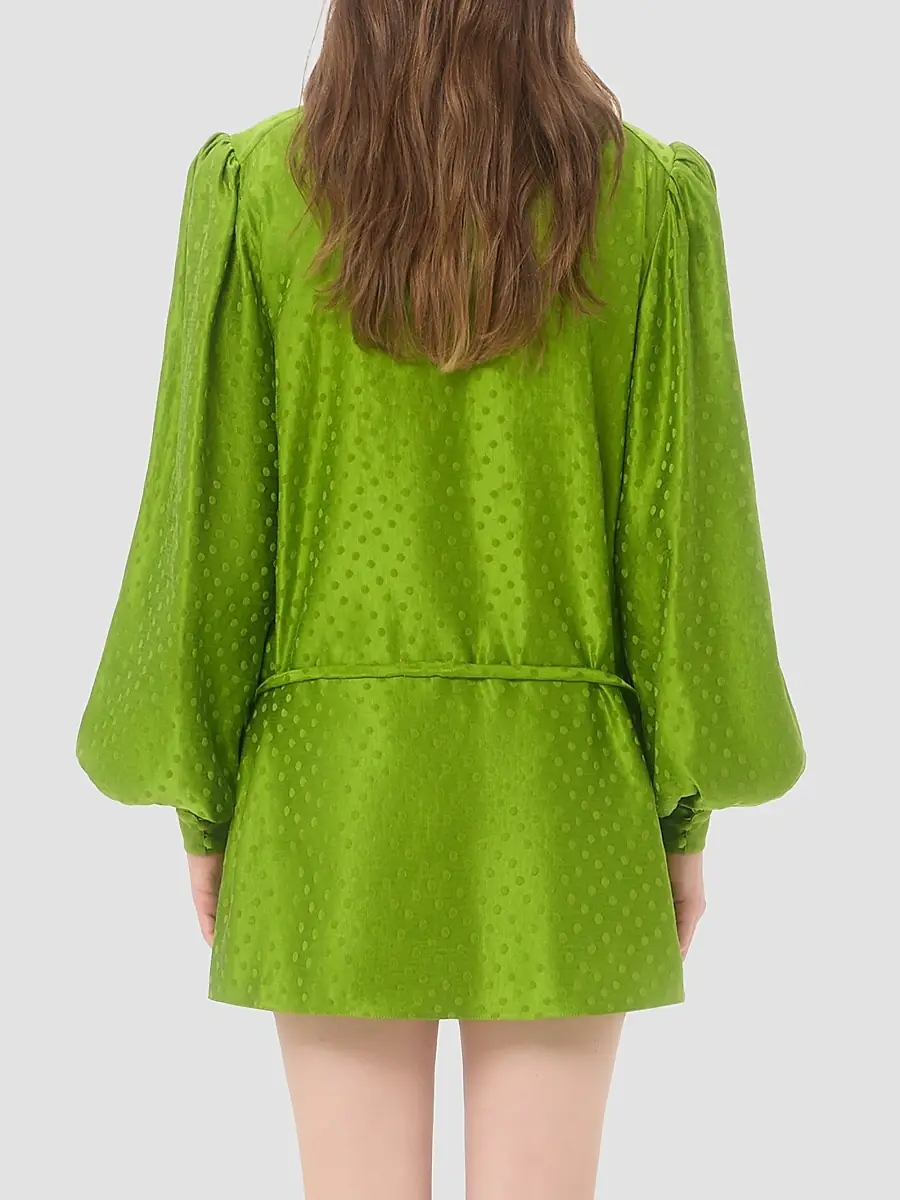 Valentino Women's Embroidered Silk-Linen Plus De Pois Jacquard Top | Thumbnail 5