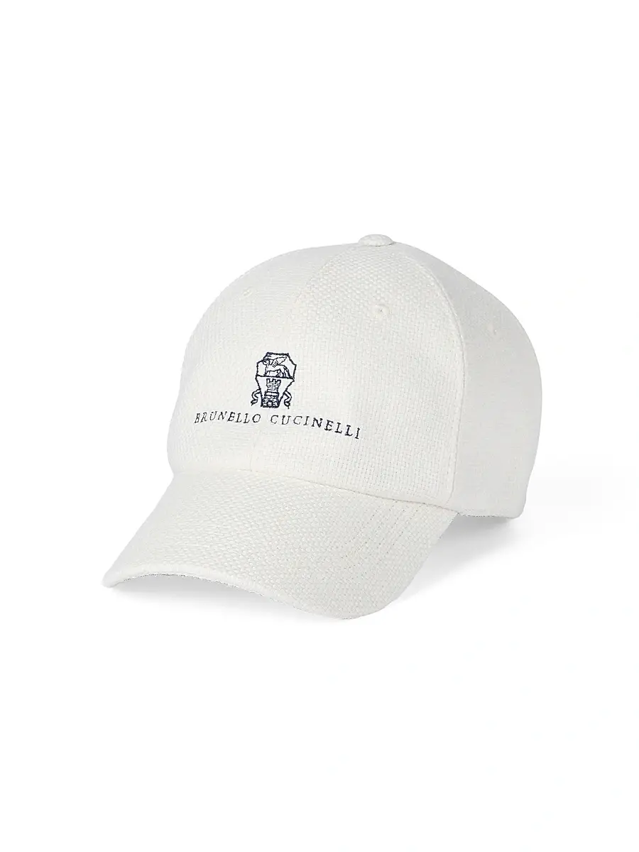 Brunello Cucinelli Men's Silk, Linen and Wool Hopsack Baseball Cap - Off White - Size XL | Image 1 Brunello Cucinelli Men's Silk, Linen and Wool Hopsack Baseball Cap - Off White - Size XL | Image 1