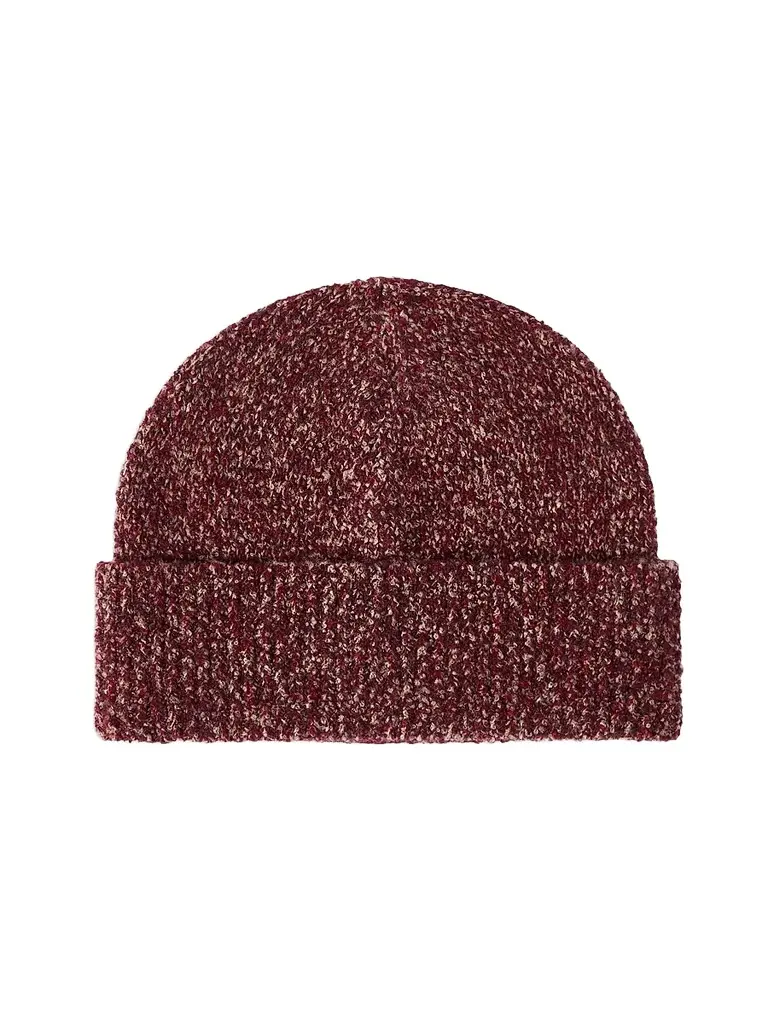 Brunello Cucinelli Men's Virgin Wool, Silk and Cashmere Ribbed Beanie - Burgundy | Image 1 Brunello Cucinelli Men's Virgin Wool, Silk and Cashmere Ribbed Beanie - Burgundy | Image 1