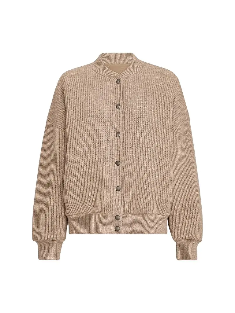 Brunello Cucinelli Women's Cashmere English Rib Knit Bomber Jacket with Thermore Padding | Image 1 Brunello Cucinelli Women's Cashmere English Rib Knit Bomber Jacket with Thermore Padding | Image 1