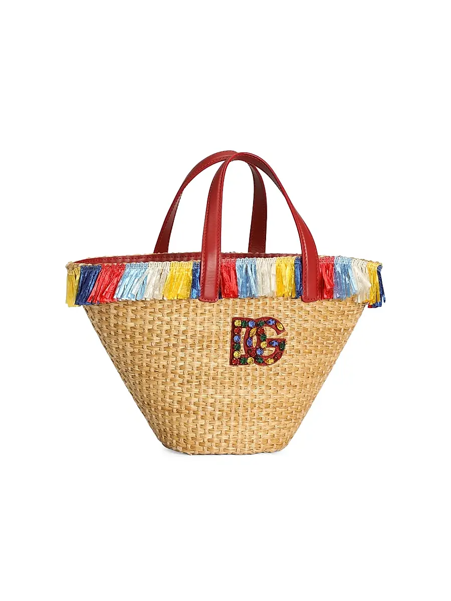 Dolce & Gabbana Girl's Girl's DG Fringe-Trimmed Straw Bag | Thumbnail 3 Dolce & Gabbana Girl's Girl's DG Fringe-Trimmed Straw Bag | Thumbnail 3