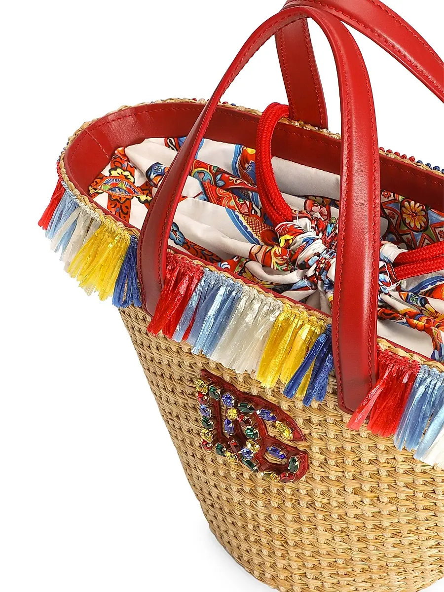 Dolce & Gabbana Girl's Girl's DG Fringe-Trimmed Straw Bag | Thumbnail 5 Dolce & Gabbana Girl's Girl's DG Fringe-Trimmed Straw Bag | Thumbnail 5