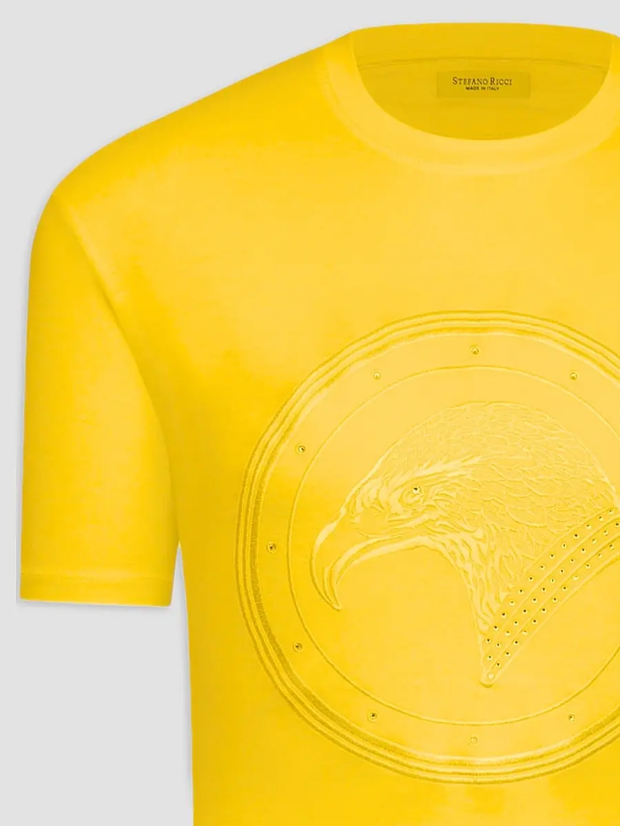Stefano Ricci Men's Eagle Embroidered Logo T-Shirt - Yellow | Thumbnail 2