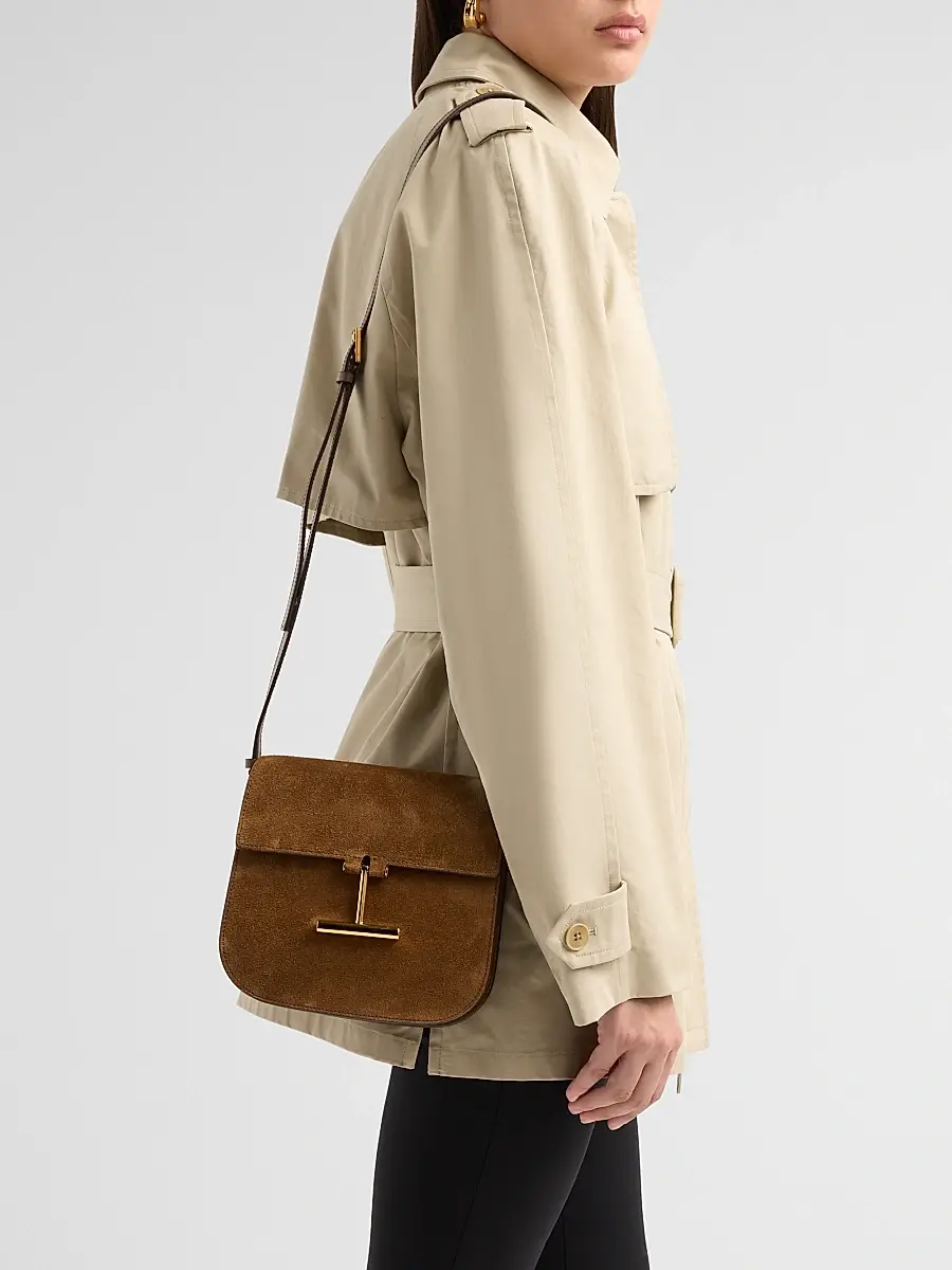 Tom Ford Women's Tara Suede Mini Flap Crossbody Bag | Thumbnail 2 Tom Ford Women's Tara Suede Mini Flap Crossbody Bag | Thumbnail 2