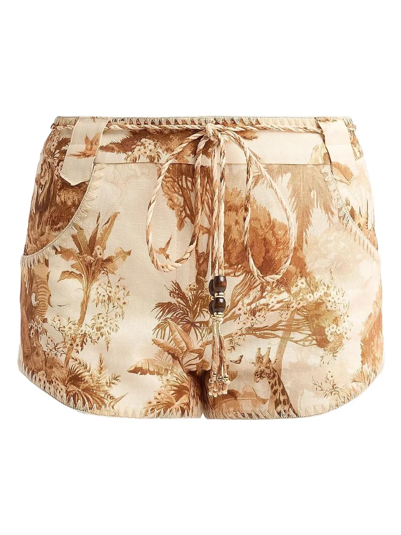 Zimmermann Women's Indra Printed Linen Shorts