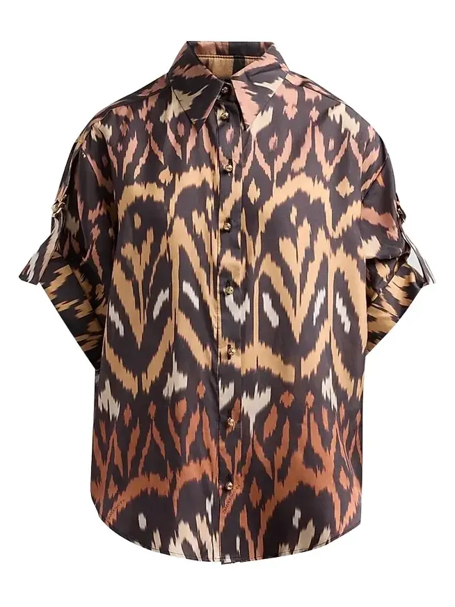 Zimmermann Women's Aster Silk Ikat-Inspired Shirt
