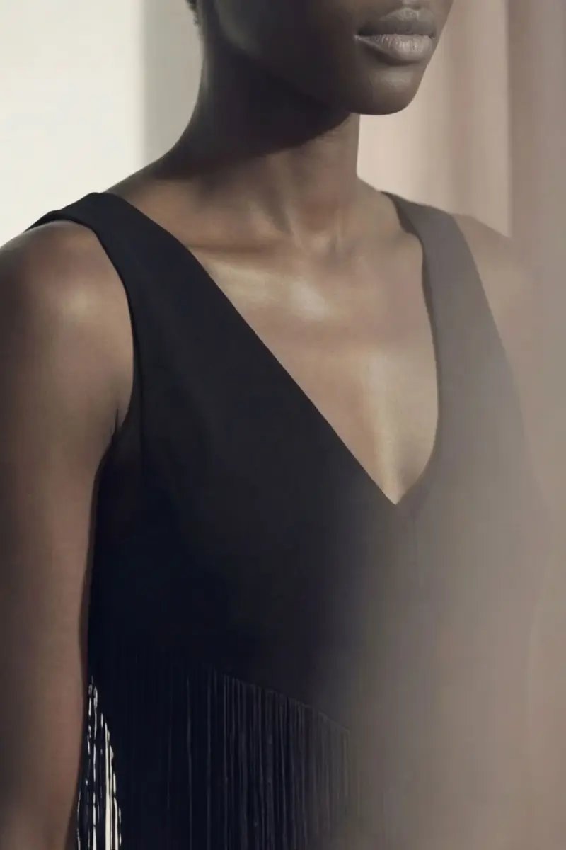 Jason Wu Collection V-NECK FRINGE KNIT MIDI DRESS WITH SLIP | Thumbnail 2 Jason Wu Collection V-NECK FRINGE KNIT MIDI DRESS WITH SLIP | Thumbnail 2