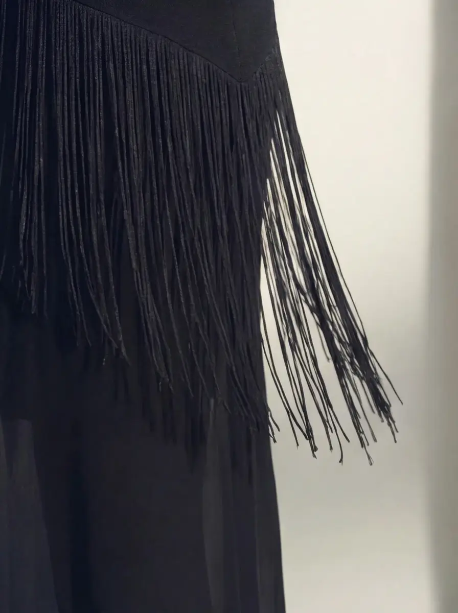 Jason Wu Collection V-NECK FRINGE KNIT MIDI DRESS WITH SLIP | Thumbnail 3 Jason Wu Collection V-NECK FRINGE KNIT MIDI DRESS WITH SLIP | Thumbnail 3
