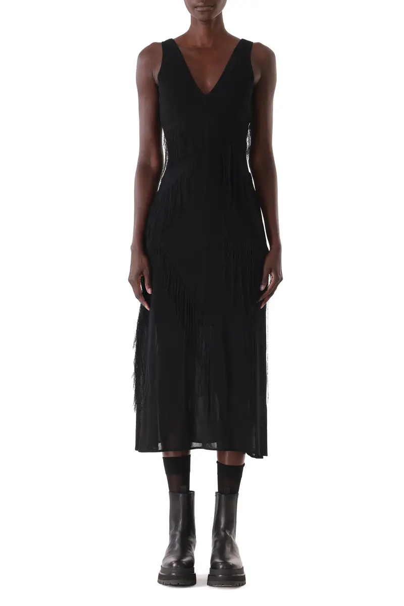 Jason Wu Collection V-NECK FRINGE KNIT MIDI DRESS WITH SLIP | Thumbnail 4 Jason Wu Collection V-NECK FRINGE KNIT MIDI DRESS WITH SLIP | Thumbnail 4