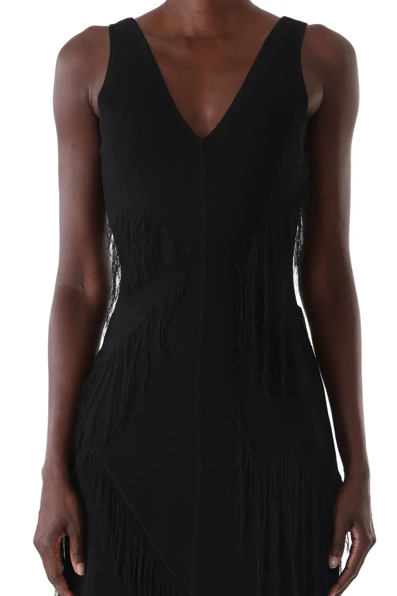 Jason Wu Collection V-NECK FRINGE KNIT MIDI DRESS WITH SLIP | Thumbnail 5 Jason Wu Collection V-NECK FRINGE KNIT MIDI DRESS WITH SLIP | Thumbnail 5
