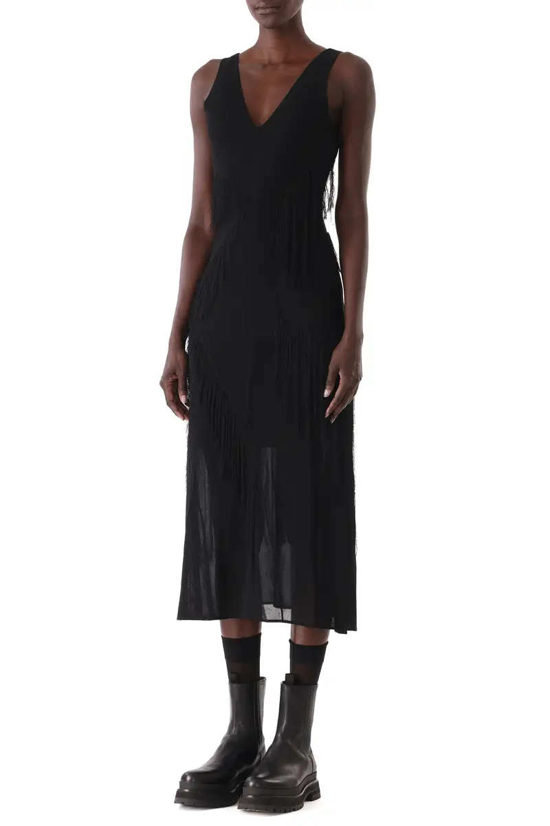 Jason Wu Collection V-NECK FRINGE KNIT MIDI DRESS WITH SLIP | Thumbnail 6 Jason Wu Collection V-NECK FRINGE KNIT MIDI DRESS WITH SLIP | Thumbnail 6