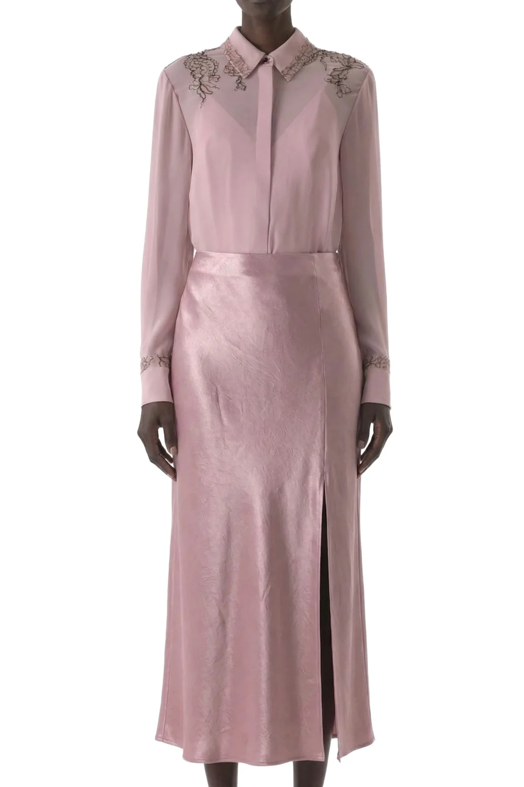 Jason Wu Collection WASHED TWILL BIAS SLIP PENCIL MIDI SKIRT