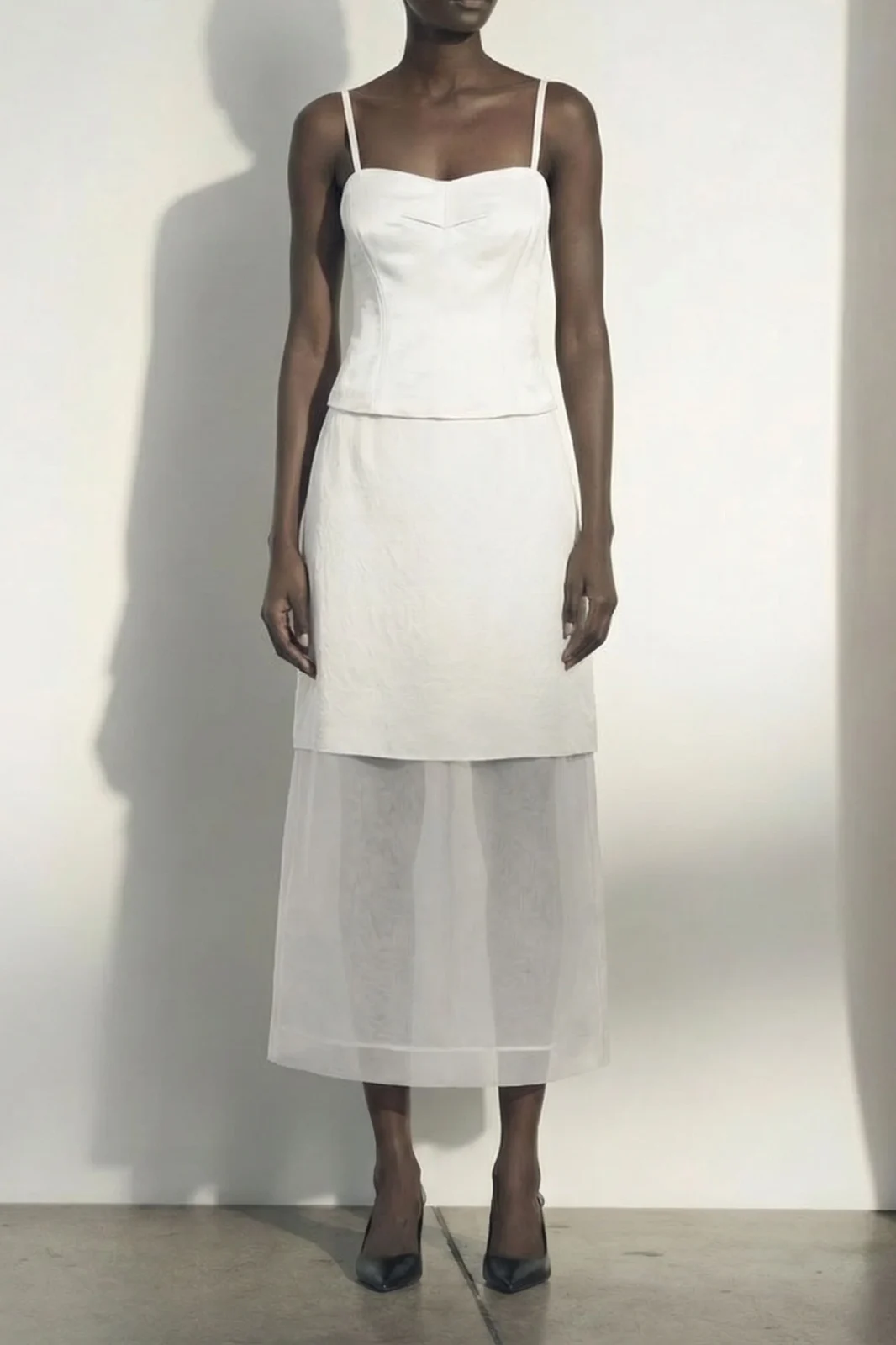 Jason Wu Collection WASHED TWILL LAYERED SLEEVELESS COCKTAIL DRESS
