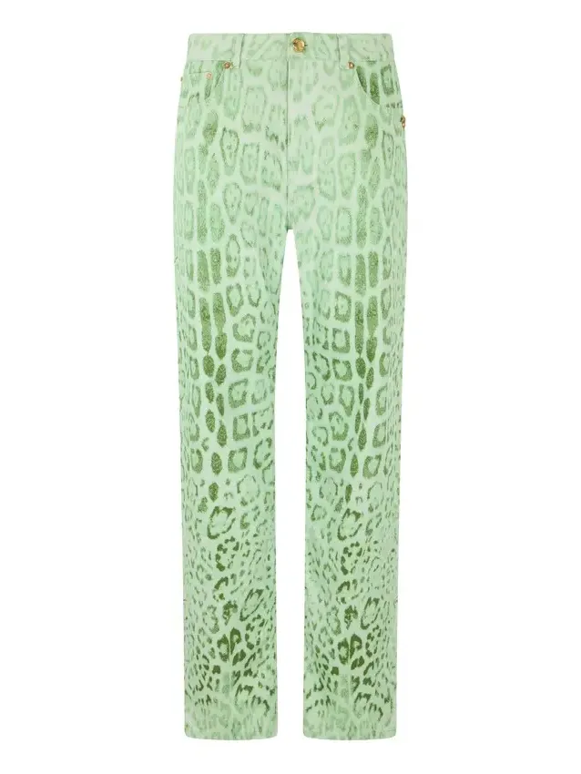 Cotton Denim with Jaguar Mint Print Cotton Denim with Jaguar Mint Print
