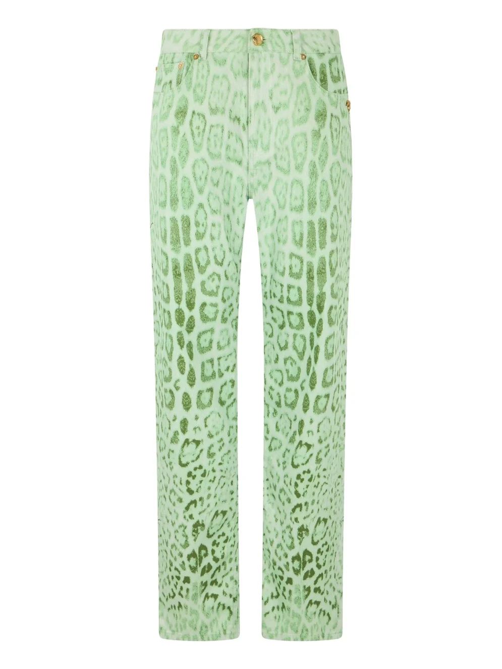 Roberto Cavalli Cotton Denim with Jaguar Mint Print
