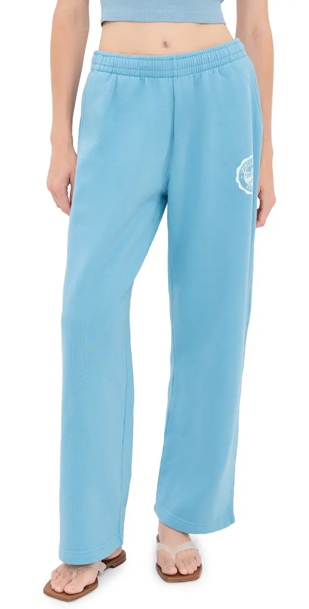 Sporty & Rich X Juicy Couture Emblem Wide Sweatpants ky Blue | Image 1 Sporty & Rich X Juicy Couture Emblem Wide Sweatpants ky Blue | Image 1