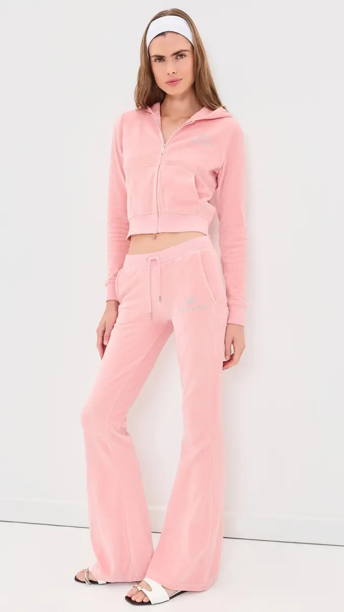 Sporty & Rich Juicy Script Velour Zip Hoodie | Thumbnail 5 Sporty & Rich Juicy Script Velour Zip Hoodie | Thumbnail 5
