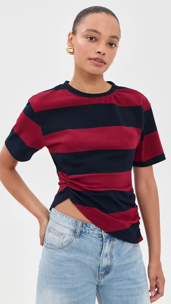 LIONESS In Transit Tee Burgundy Stripe | Thumbnail 2 LIONESS In Transit Tee Burgundy Stripe | Thumbnail 2