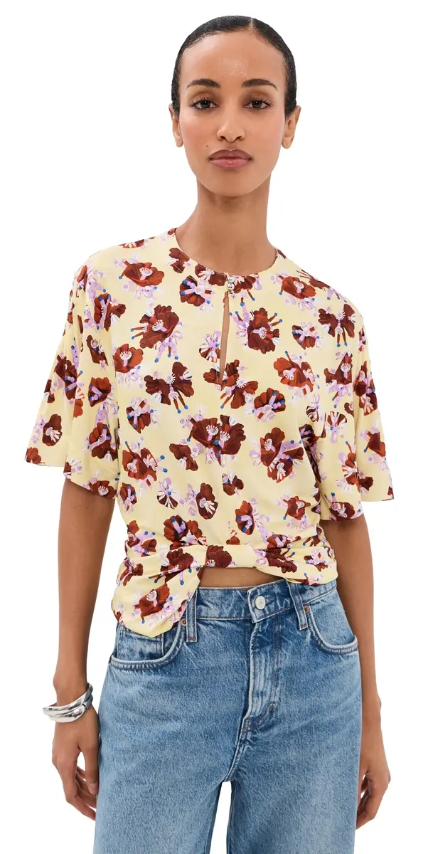 rabanne Floral Top Flower Trims Cream/Red | Image 1 rabanne Floral Top Flower Trims Cream/Red | Image 1