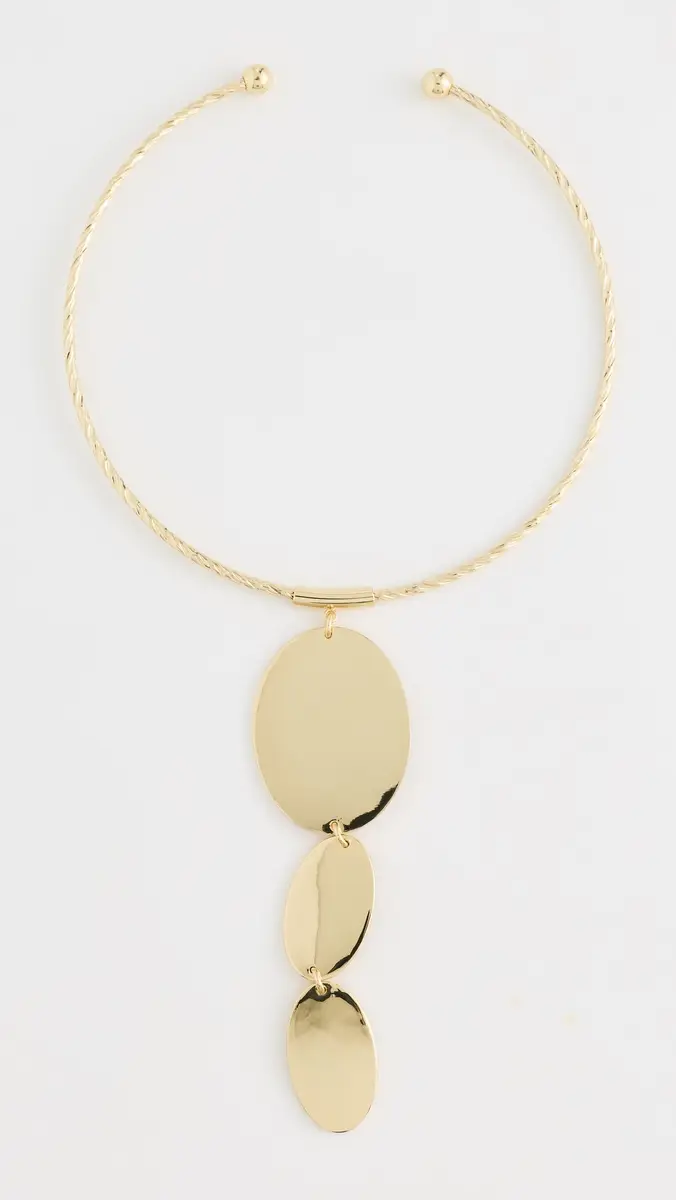 Kenneth Jay Lane Oval Texture Drop Pendant Necklace Gold One Size | Thumbnail 2