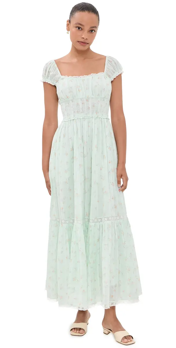 LoveShackFancy Lyssara Dress CELADON DRIFT | Image 1 LoveShackFancy Lyssara Dress CELADON DRIFT | Image 1