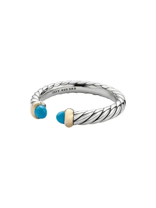 Cable Collectibles Petite Cable sterling silver ring with turquoises Cable Collectibles Petite Cable sterling silver ring with turquoises