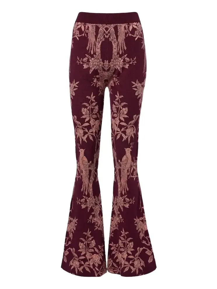 Wool-blend jacquard flared pants