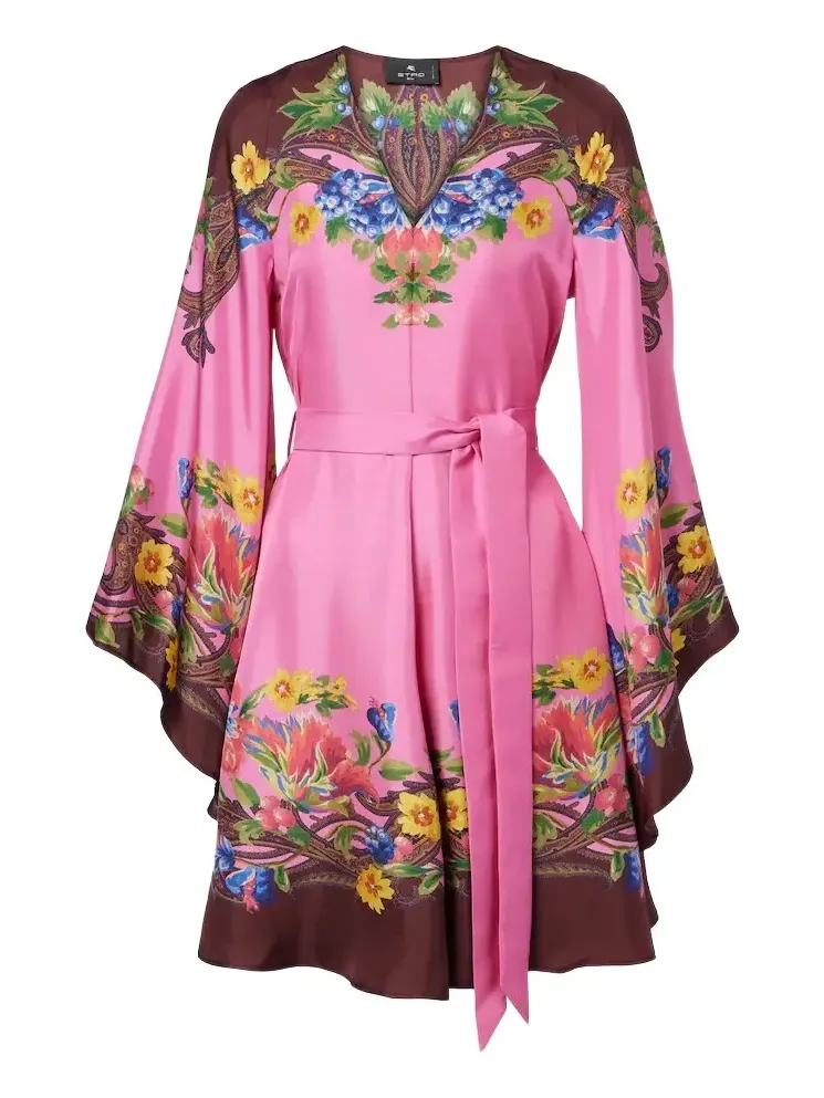 Belted floral silk satin minidress Belted floral silk satin minidress