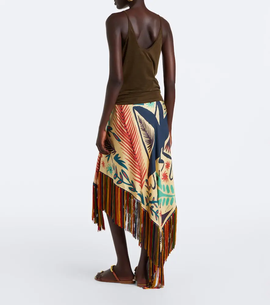 Etro Fringed printed asymmetric silk midi skirt | Thumbnail 6 Etro Fringed printed asymmetric silk midi skirt | Thumbnail 6